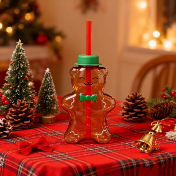 Japceit Christmas Bear Shaped Mug, 500ml Ceramic Cup with Holiday Design, Festive Drinkware for Hot Beverages, Home, Office, Seasonal Use