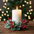 thumbnail image 1 of Japceit Christmas Candlestick Wreath with Golden Berries, Natural Pine Cones and Greenery Arrangement, Candle Centerpiece Decor for Table, Mantle, Holiday Display, 1 of 6