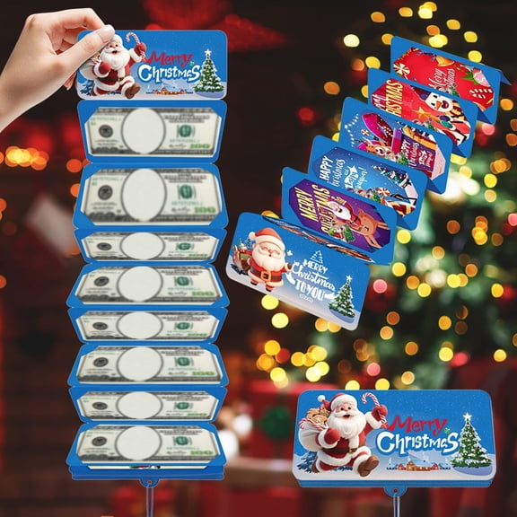 Japceit Christmas Cash Gift Envelopes, 10-Card Red Envelope Storage Case Gift Envelope Cards, Holiday Party Surprise Present Money Holder with Themed Decorative Design