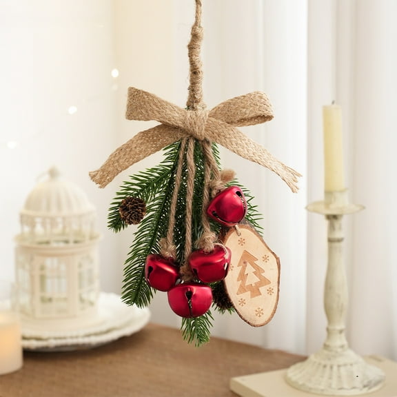 Japceit Christmas Decoration Supplies, Small Bells and Natural Element Set with Twine, DIY Scene Setting for Tree, Wreath Decor