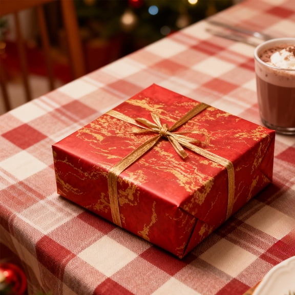 Japceit Christmas Gift Box with Gold Foil, Hot Stamping Premium Paper Packaging, Handmade Craft Box for Presents, Metallic Finish Holiday Gift Wrapping Solution