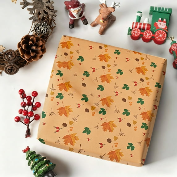 Japceit Christmas Gift Wrapping Paper, Double-sided Color Print Bouquet Design, Holiday Pattern Paper for Present, Party, Gift Packaging