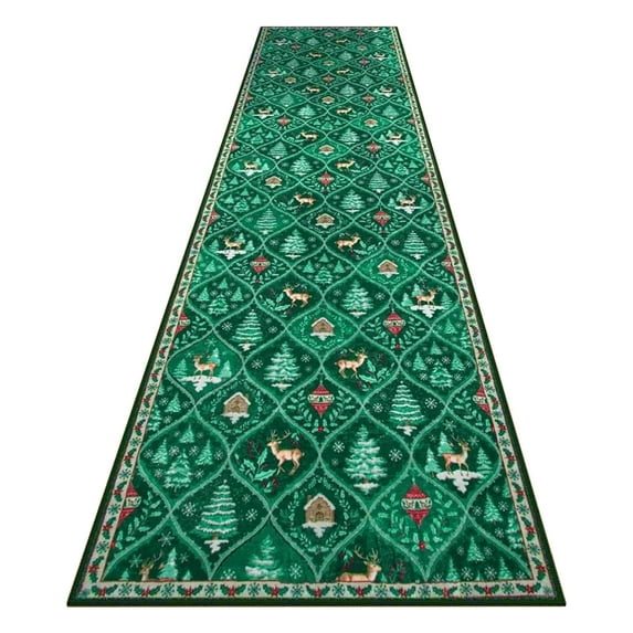 Japceit Christmas Hallway Runner Rug, Non-Slip Floor Mat for Corridors, Holiday Themed Long Carpet for Kitchen Bathroom, Seasonal Home Entrance Decor