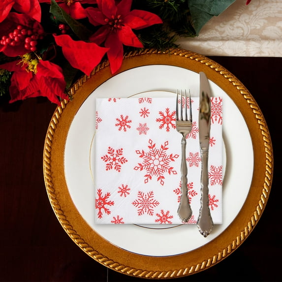 Japceit Christmas Pattern Paper Napkins, Disposable Holiday Design Table Supply, Festive Dinner Napkin Pack for Party, Celebration, Meal Setup