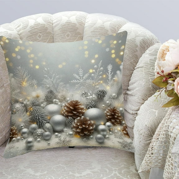 Japceit Christmas Pillowcase 18x18in 1 Piece Winter Snowman Cushion Cover Christmas Throw Pillowcase Sofa Bed Home Decoration