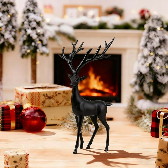 Japceit Christmas Reindeer Figurine, Imitation Metal Deer Family Sculpture Set, Elegant Entryway Decor for Home, Porch and Interior Display