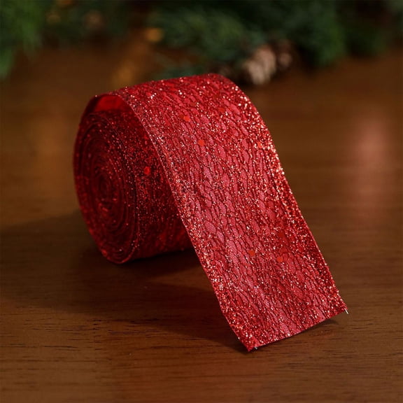 Japceit Christmas Sequin Ribbon, Hollow Pattern Decorative Trims with Adhesive Backing, Festive Wreath Tree Decoration for Seasonal Craft Projects