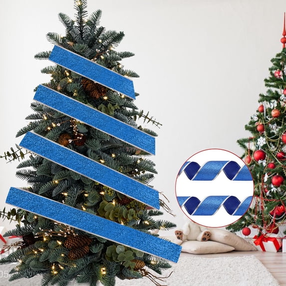 Japceit Christmas Tree Ribbon Decoration, 2-Meter Gold Tinsel Garland Strand, Shimmer Holiday Ribbon for Xmas Tree, Gift Wrapping, Festive Arrangement