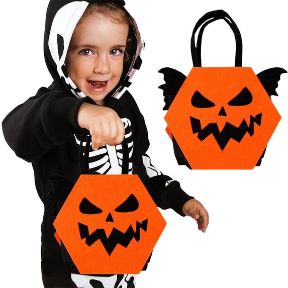 Japceit Classic Felt Halloween Candy Bag, Trick or Treat Collection Pouch, Festive Party Favor Container for Seasonal Gatherings and Events