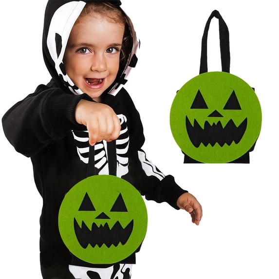 Japceit Classic Felt Halloween Candy Bag, Trick or Treat Collection Pouch, Festive Party Favor Container for Seasonal Gatherings and Events