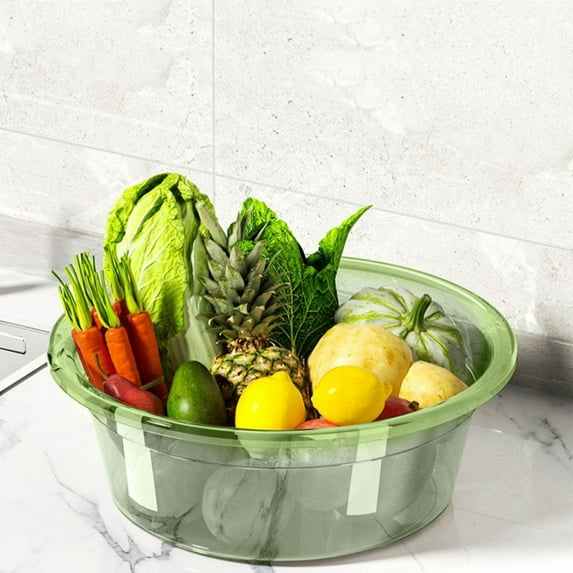 Japceit Clear Plastic Washbasin, Round Portable Thickened Bath Tub, Multipurpose Soaking Pan for Face Cleansing, Foot Bath, Kitchen, Bathroom