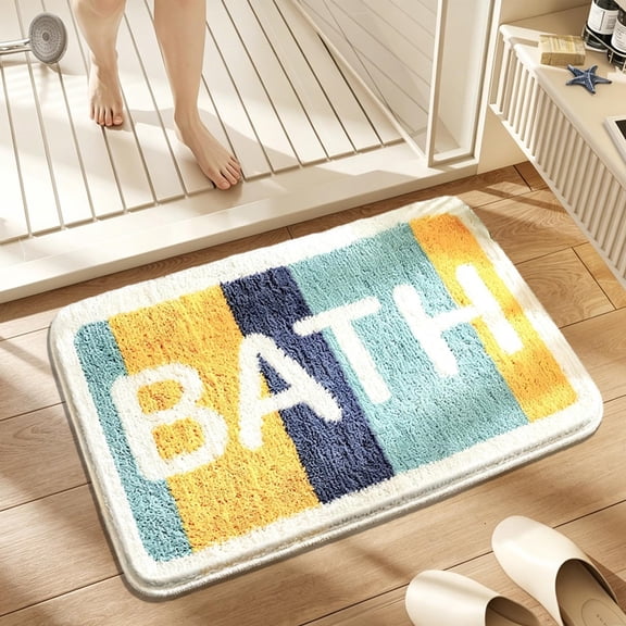 Japceit Colorful Rainbow Doormat, Patterned Absorbent Bathroom Mat, Skidproof Entrance Rug, Shower Area Floor Runner, Non Slip Front Door Mat