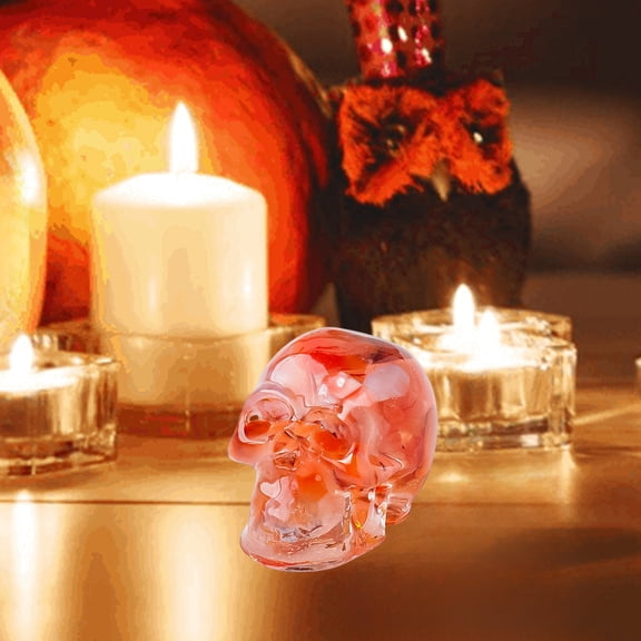 Japceit Crystal Resin Skull Decor, Handcrafted Halloween Themed Decoration Piece, Unique Gothic Gift Idea for Spooky Party and Home Display