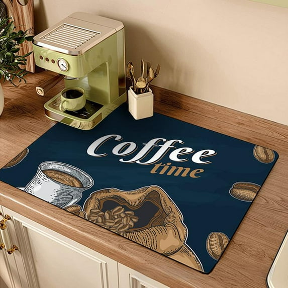 Japceit Diatomaceous Earth Coffee Mat, Absorbent Heat Resistant Cup Pad, Quick-Dry Kitchen Counter Protector for Machine Drip Tray Beverage Station