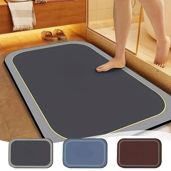 Japceit Diatomite Bath Mat, Fast Absorbing Toilet Floor Mat, Anti-Slip Shower Rug, Natural Stone Bathroom Mat for Sink Area, Moisture Control Foot Pad for Home