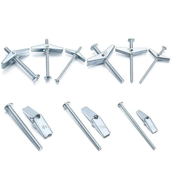 Japceit Drywall Fasteners Kit, Switch Bolts Wing Nuts Hardware Set with Multiple Pieces, Fixation Accessory for Lights Bookshelves Sink Home Renovation Projects
