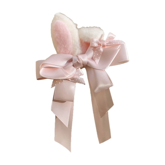 Japceit Easter Bunny Ears Headband, Decorative Hair Band with Bow and Rabbit Ears for Holiday, Festive Party Accessory for Celebration, Photo Booth, Spring Event, and Costume
