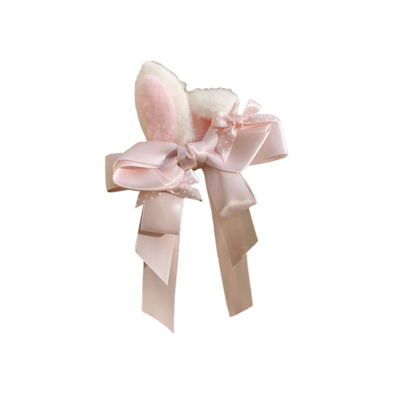 Japceit Easter Bunny Ears Headband, Decorative Hair Band with Bow and Rabbit Ears for Holiday, Festive Party Accessory for Celebration, Photo Booth, Spring Event, and Costume