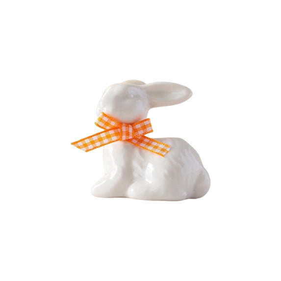 Japceit Easter Ceramic Bunny Ornament, Porcelain Rabbit Statue for Living Room and Entryway, Handcrafted Home Decor for Table, Mantel, Shelf, and Holiday Display