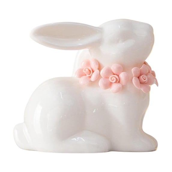 Japceit Easter Ceramic Rabbit Decor, Cute Bunny Sculpture for Table and Shelf Display, Artistic Ornament for Living Room, Office, and Gift for Birthday, Holiday, Home