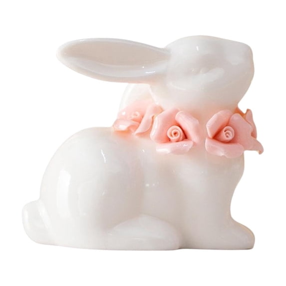 Japceit Easter Ceramic Rabbit Decor, Cute Bunny Sculpture for Table and Shelf Display, Artistic Ornament for Living Room, Office, and Gift for Birthday, Holiday, Home