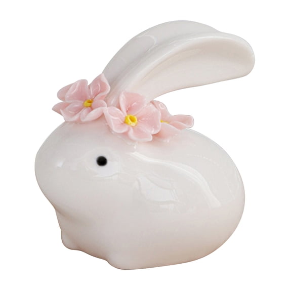 Japceit Easter Ceramic Small Ornaments, Decorative Rabbit Figurines for Household and Tea Room Decor, Hand Painted Accent Pieces, Set of 3