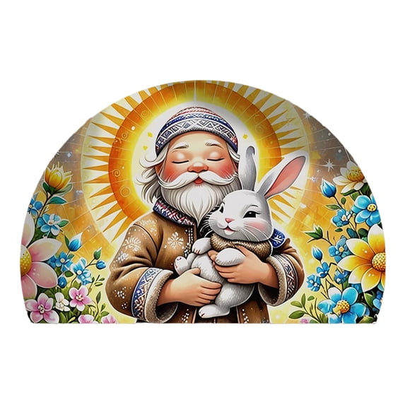 Japceit Easter Crystal Velvet Doormat, Semi Circular Entry Floor Mat ...