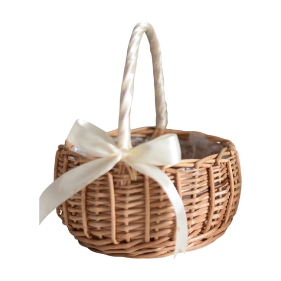 Japceit Easter Handwoven Flower Basket, Blue Simulated Floral Design Holder for Gift and Display, Bamboo Vine Weaving Storage Basket for Home, Rustic, Decorative
