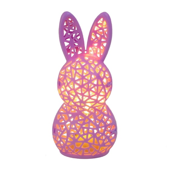 Japceit Easter Hollow Rabbit Lamp, Festive Bunny Shape Light for Party Decor, Decorative Lighted Ornament for Table, Shelf, Spring Holiday Accent