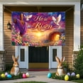 thumbnail image 1 of Japceit Easter Party Photo Backdrop, Easter Bunny Egg Design Vinyl Fabric Background, Large Reversible Holiday Decoration for Photo Booth, Home Decor, Indoor Outdoor Spring Celebration, 1 of 5