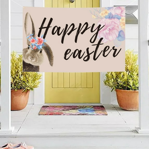 Japceit Easter Photo Backdrop, Bunny & Egg Print Background Cloth, Portable & Reusable for Party Decor, Props & Photo Booth