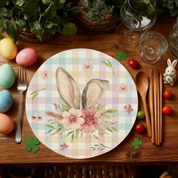Japceit Easter Round Placemat, Holiday Themed Table Setting Mat for Dining Decor, Party & Festive Meal Presentation