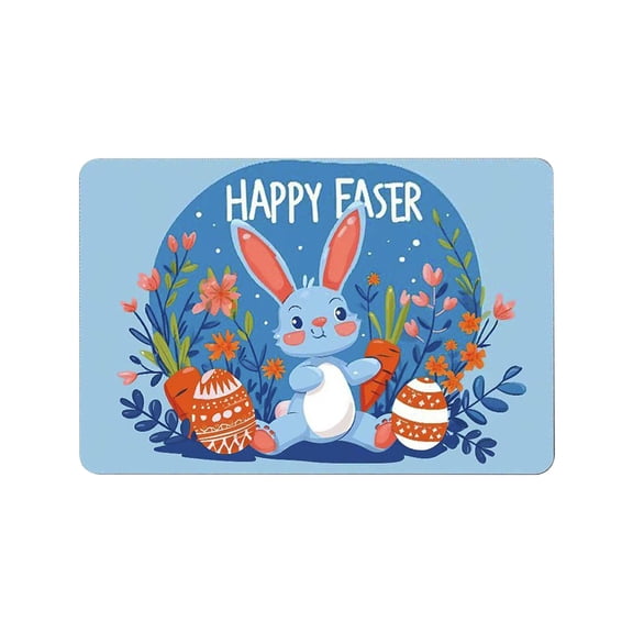 Japceit Easter Welcome Doormat, Absorbent Front Door Mat with Holiday Design for Spring, Non Slip Entryway Rug for Porch, Doorway, Home, Indoor and Outdoor Use, Bunny Theme