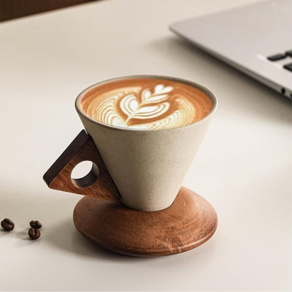 Japceit Elegant Conical Design Coffee Cup, Small Size 180ml Drinking Vessel, Stylish Ceramic Cup for Beverage Service and Home Use