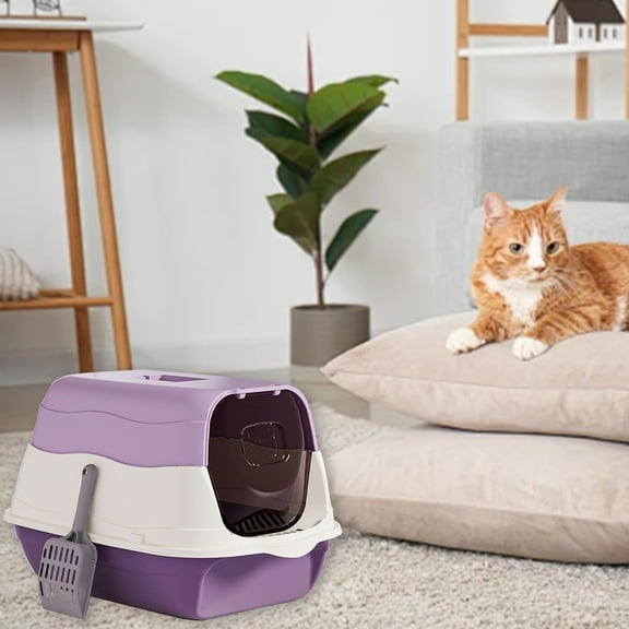 Japceit Enclosed Cat Litter Box, Odor Proof Kitty Toilet, Splash Proof Pet Potty for Small Spaces, Apartments, Bathrooms
