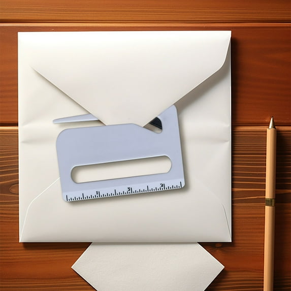 Japceit Envelope Opener Tool, 3-in-1 Letter Slitter with Magnifier and Ruler, Concealed Blade Package Cutter for Mail, Wrapping Paper, Office, Home Use