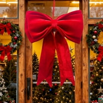 Japceit Extra Large Christmas Bow, 24.8 Inch Wide Flannel Ribbon Decor, Oversized Red Bow for Tree Topper, Wreath and Gift Presentation