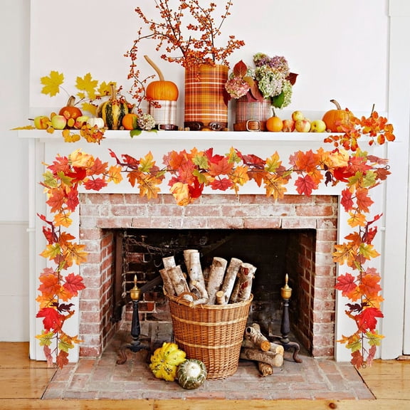 Japceit Fake Maple Leaf Vine with Multiple Heads, 36-Piece Autumn Foliage for Home Decoration, Realistic Rattan Garland for Seasonal Display, Themed Party Backdrop Accessories