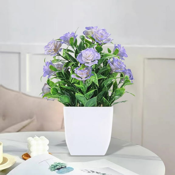 Japceit Faux Plants with Flowers, Small Artificial Potted Plants for Indoor Decor, Desk Top Decoration for Office, Bathroom, Kitchen Counter, Realistic Fake Greenery Arrangement