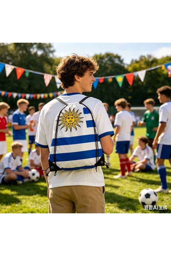 Flag Drawstring Backpack Sports Sackpack With Patriotic Print Lightweight Cinch Bag For Football Matches Soccer Fans Games Daily Travel