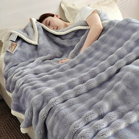 Japceit Flannel Fleece Throw Blanket, Embroidered Knee Warmer, Lightweight Office Lap Blanket, Cozy Couch Cover for Living Room, Bedroom