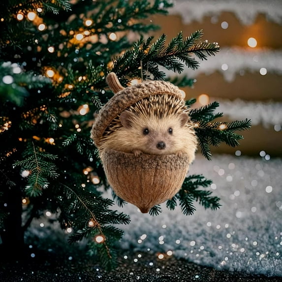 Japceit Forest Animal Christmas Ornaments, Woodland Creature Acorn Design, Nature Theme Tree Decor for Holiday Display, Seasonal Collection