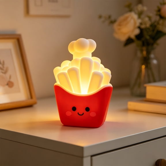 Japceit French Fries Night Light, Fast Food Shaped Bedside Lamp, Cute Desk Decor, Soft Glow Sleep Light, Birthday Gift, For Bedroom Dorm, Battery Operated Ambient Light