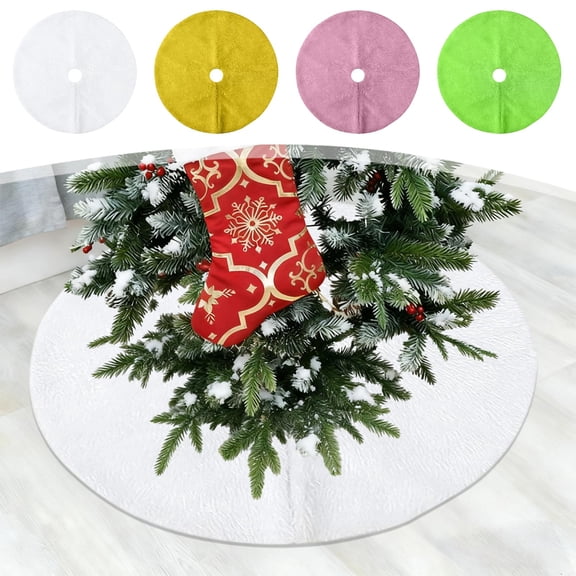 Japceit Fuzzy Christmas Tree Skirt, Plush Tree Base Cover for Holiday Decor, Fluffy Tree Space Decoration, Soft Festive Mat for Christmas Tree Display