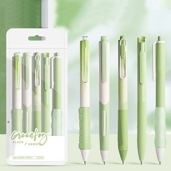 Japceit Gel Ink Pen Set 5-Pack, 0.5mm Tip Fast-Drying Retractable Writing Tools, Smooth Performance Instruments for Note Creation, Office Documentation, Testing Preparation