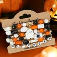 thumbnail image 1 of Japceit Gothic Halloween Bracelet Set, Stackable Beaded Jewelry with Ghost and Pumpkin Charms, Multi-Layer Stretch Wristband for Festival Accessories and Party Favors, 1 of 6