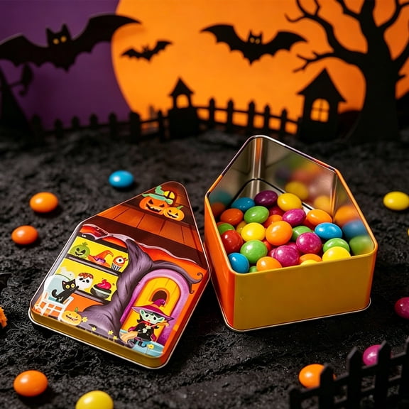 Japceit Halloween Alien House Tin Box, Spooky Iron Storage Container, Decorative Tabletop Organizer, For Candies Trinkets Shelf, Creepy Accent