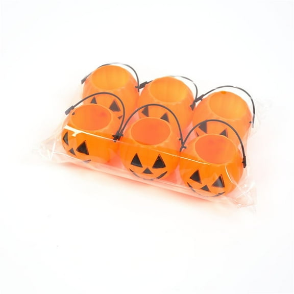 Japceit 6Pcs Halloween Lantern, Indoor Outdoor Round Lighted Pumpkin Jar, Portable Decor Piece for Entryway Decorations, Halloween Parties, Yard Displays