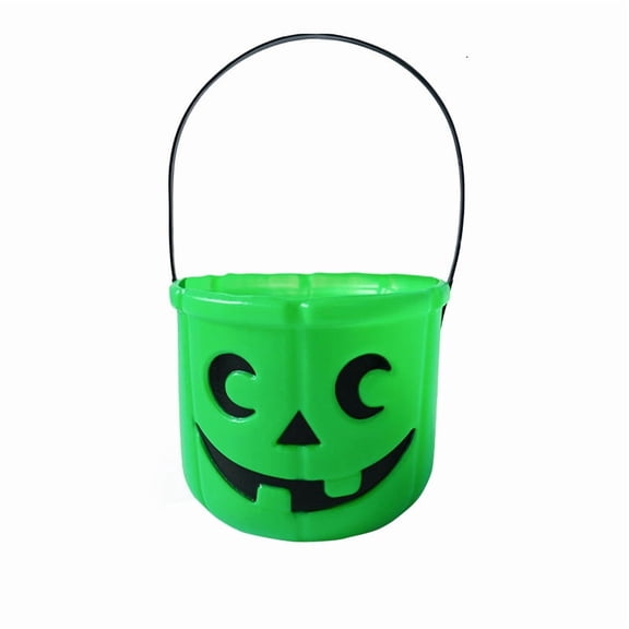 Japceit Halloween Pumpkin Candy Bucket, Small Plastic Treat Container with Handle, Festive Pail for Trick-or-Treating and Party Favor Storage, Fun Holiday Accessory
