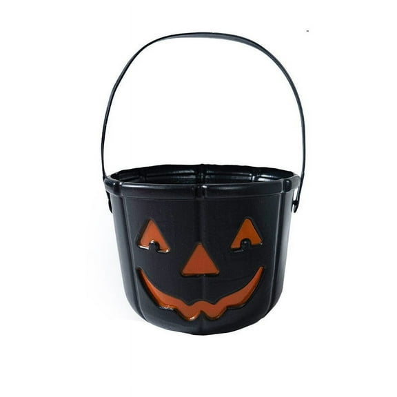Japceit Halloween Pumpkin Candy Bucket, Small Plastic Treat Container with Handle, Festive Pail for Trick-or-Treating and Party Favor Storage, Fun Holiday Accessory